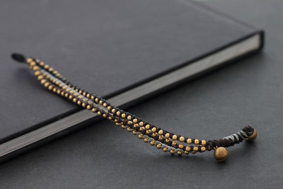 Monotone Grey 3 Strand Beaded Bracelet (Unisex) - Delicious California