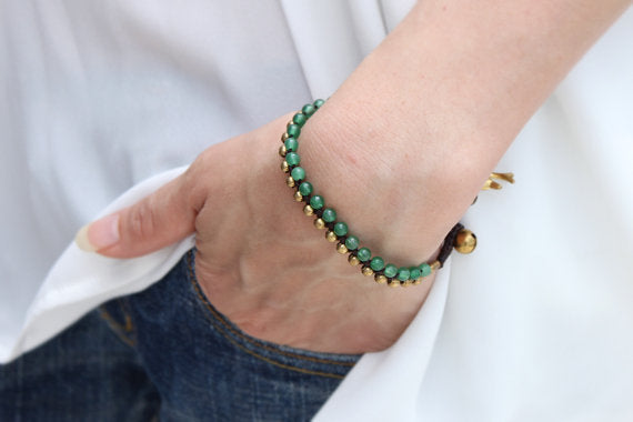 Jade Petite Macrame 2 Row Woven Bracelet - Delicious California