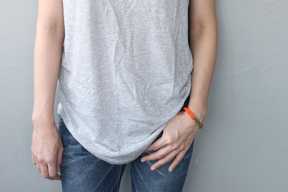 Cube Orange Fluorescent Beaded Three Strand Bracelet - Delicious California