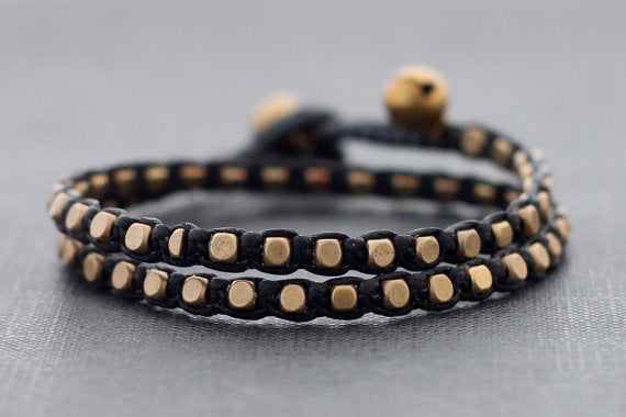 Black Brass Basic Double Wrap Bracelet - Delicious California