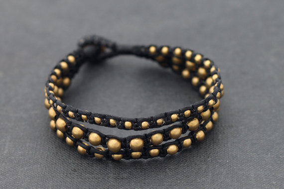 Rocker Brass Beaded Bracelet - Delicious California