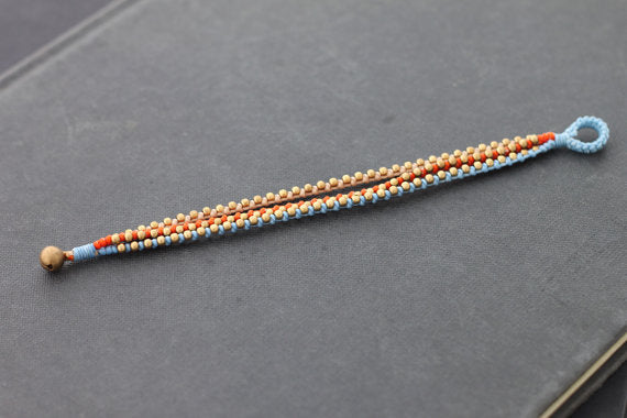 Orange Blue Brass Beaded Bracelet - Delicious California