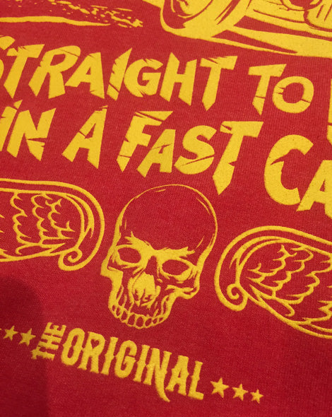 Unisex Hoody (100% Recycled) - Straight To Hell In A Fast Car! - Delicious California