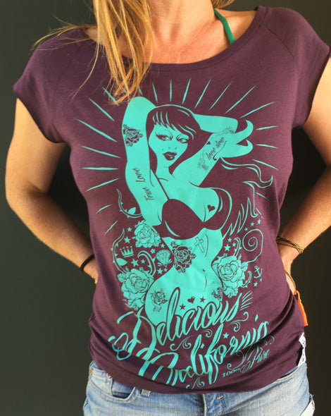 '100% Pure' Design - Women's Bamboo Fitted T-Shirt - Delicious California