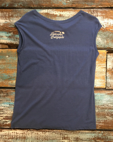 Women's Sleeveless Graphic T-Shirt- 'Franks Strip Joint' - Delicious California