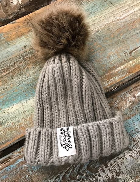 Delicious California Faux Fur Pom-Pom Beanies - Delicious California