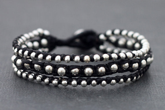 Silver Black Rocker Bracelet - Delicious California