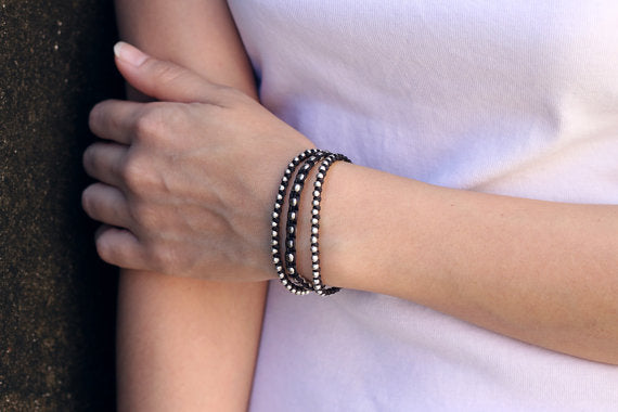 Silver Black Rocker Bracelet - Delicious California