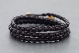 Black Onyx Triple Wrap Unisex Bracelet Anklet - Delicious California