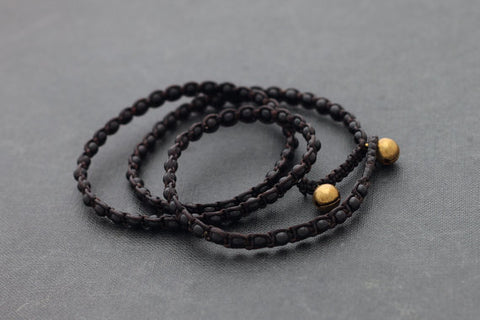 Black Onyx Triple Wrap Unisex Bracelet Anklet