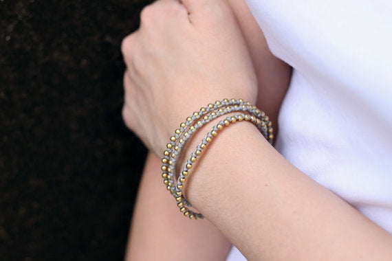 Grey Brass Stud Bracelet - Delicious California