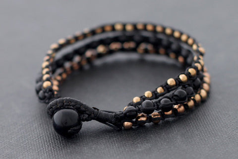 Black Rose Gold Beaded Bracelet/Wristband (Unisex)