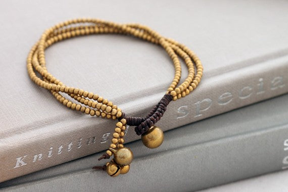 Three Strand Simple Brass Beaded Bracelet - Delicious California