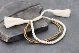Tassel Beaded Bracelets White Turquoise Multi Strand - Delicious California
