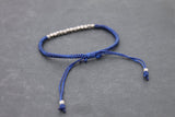 Blue Silver Cube Adjustable Men Unisex Woven Friendship Bracelet - Delicious California