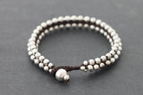Beaded Silver Round Bracelets Cuff - Delicious California