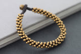 Brass Beaded Round Bracelet Cuff - Delicious California