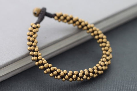 Brass Beaded Round Bracelet Cuff