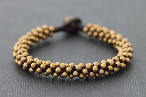 Brass Beaded Round Bracelet Cuff