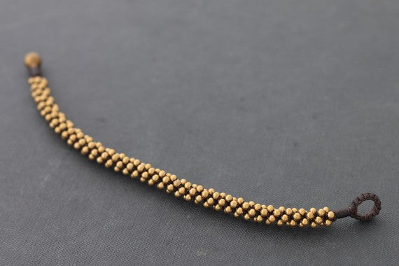 Brass Beaded Round Bracelet Cuff - Delicious California