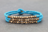 Cube Baby Blue Beaded Three Strand Bracelet - Delicious California