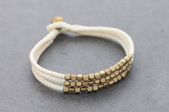 Cube Ivory Beaded Three Strand Bracelet - Delicious California