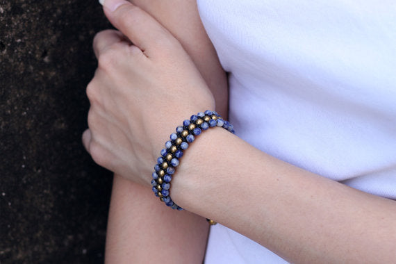Sodalite Beaded Band Bracelet - Delicious California