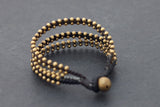 Monotone Tri Band Brass Beaded Bracelet - Delicious California
