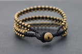 Monotone Tri Band Brass Beaded Bracelet - Delicious California