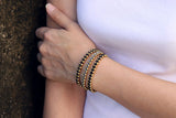 Monotone Tri Band Brass Beaded Bracelet - Delicious California