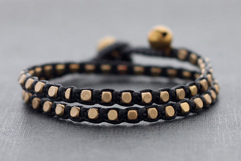 Black Brass Basic Double Wrap Bracelet