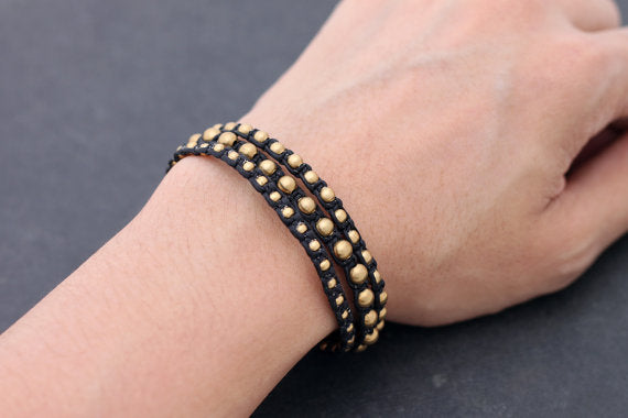Rocker Brass Beaded Bracelet - Delicious California