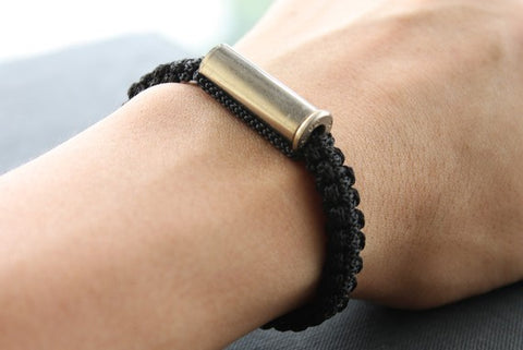 Nylon cord bracelet with silver bullet (Unisex)