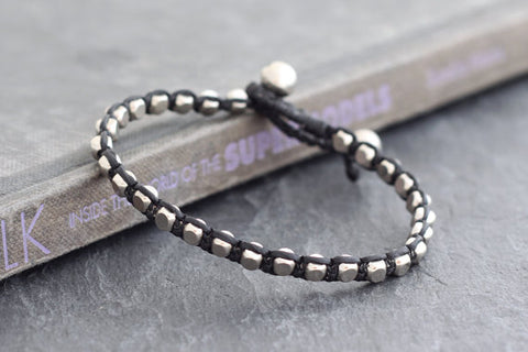 Men Basic Cube Silver Bracelet