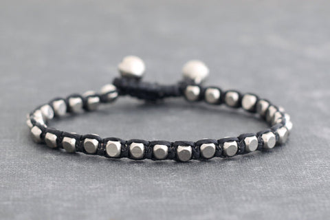 Men Basic Cube Silver Bracelet