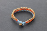 Orange Blue Brass Beaded Bracelet - Delicious California