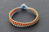 Orange Blue Brass Beaded Bracelet - Delicious California