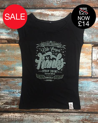 'Ride Longer At Franks Strip Joint!' - Women's Bamboo T-Shirt