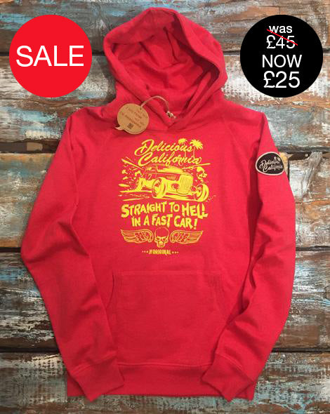 Unisex Hoody (100% Recycled) - Straight To Hell In A Fast Car! - Delicious California