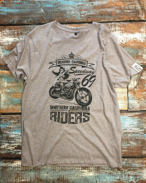 Southern Riders - Men's 100% Organic T-Shirt [Melange Grey] - Delicious California