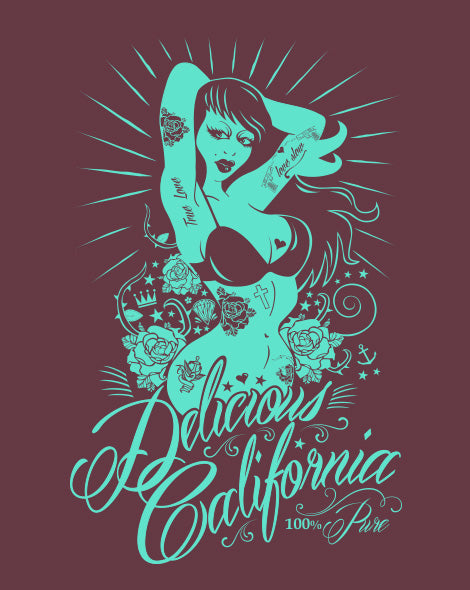 '100% Pure' Design - Women's Bamboo Fitted T-Shirt - Delicious California
