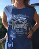 Women's Sleeveless Graphic T-Shirt- 'Franks Strip Joint' - Delicious California