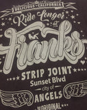 'Ride Longer At Franks Strip Joint!' - Women's Bamboo T-Shirt - Delicious California