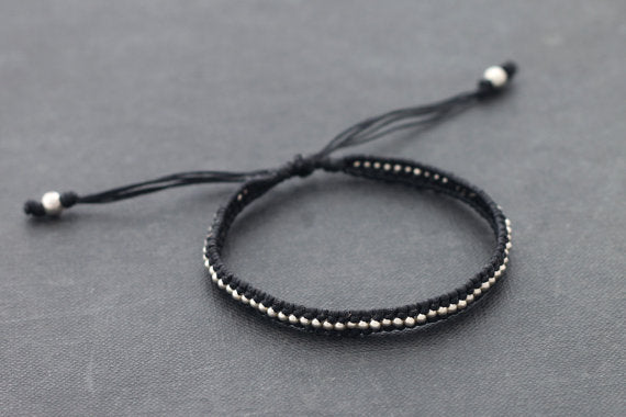 Black Beaded Adjustable Bracelet - Delicious California
