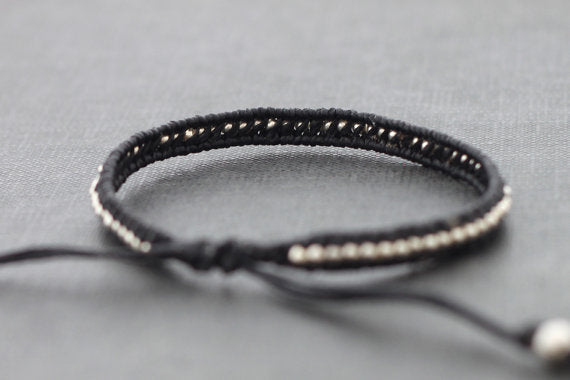Black Beaded Adjustable Bracelet - Delicious California