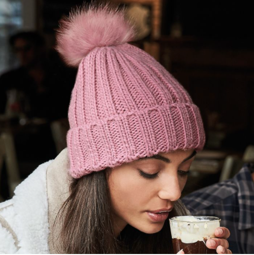 Delicious California Faux Fur Pom-Pom Beanies - Delicious California