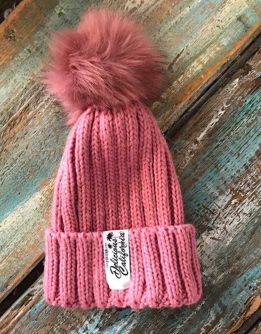 Delicious California Faux Fur Pom-Pom Beanies - Delicious California