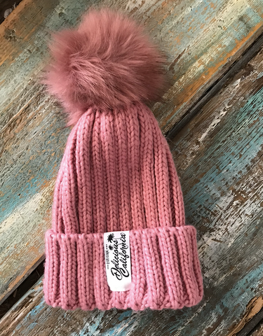 Delicious California Faux Fur Pom-Pom Beanies