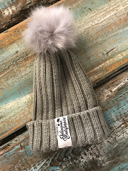 Delicious California Faux Fur Pom-Pom Beanies - Delicious California