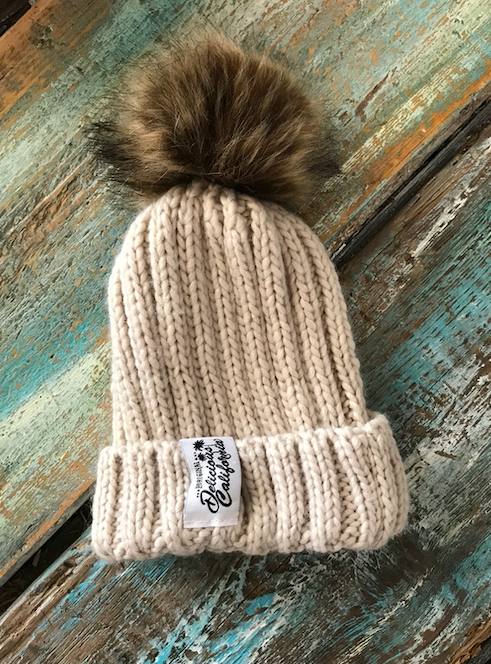 Delicious California Faux Fur Pom-Pom Beanies - Delicious California